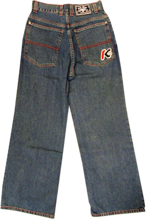 Kikwear 23" Bottom Antique Wash Vintage Denim Jeans - 28 Inch Waist