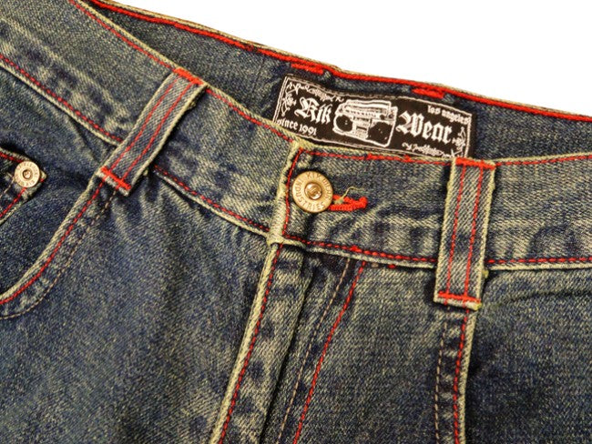 Kikwear 23" Bottom Antique Wash Vintage Denim Jeans - 28 Inch Waist
