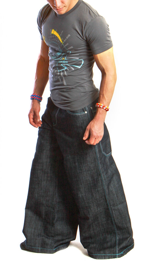 Kikwear Jeans - Kikwear 32" Bottom Super Deluxe Wide Leg Pant (Black Denim)