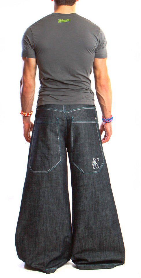 Kikwear Jeans - Kikwear 32" Bottom Super Deluxe Wide Leg Pant (Black Denim)