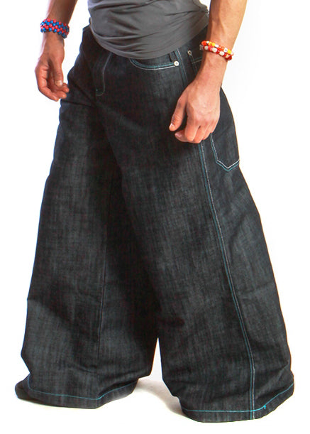Kikwear Jeans - Kikwear 32" Bottom Super Deluxe Wide Leg Pant (Black Denim)