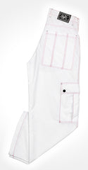 Kikwear Jeans - Kikwear White 23" Microsuede Cargo Pants