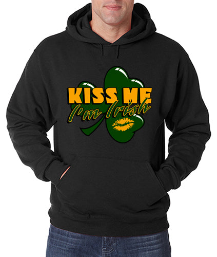 Kiss Me I'm Irish Shamrock Adult Hoodie