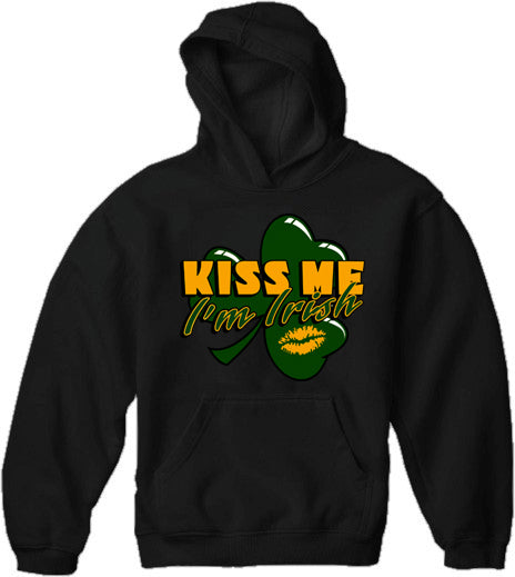 Kiss Me I'm Irish Shamrock Adult Hoodie