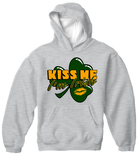 Kiss Me I'm Irish Shamrock Adult Hoodie