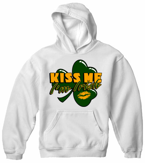 Kiss Me I'm Irish Shamrock Adult Hoodie