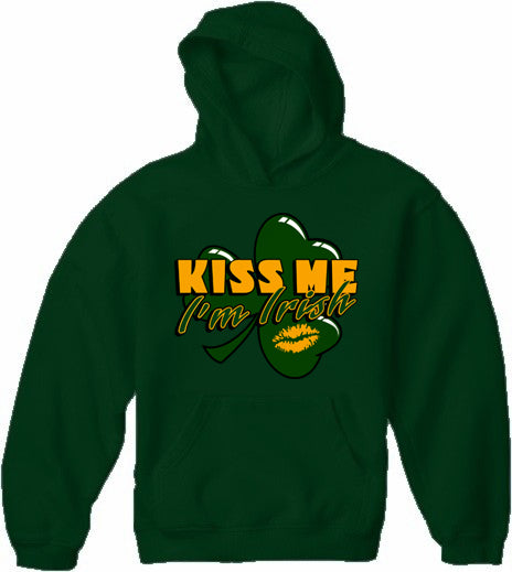 Kiss Me I'm Irish Shamrock Adult Hoodie