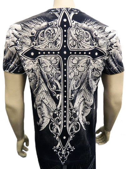 Konflic Mens Giant Cross Muscle T-Shirt (Black)