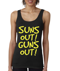 LADIES Yellow Print Sun's Out Guns Out Tank Top (Black)