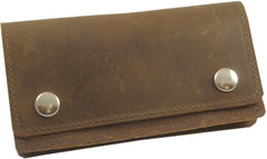 Rustic Brown Leather 6" Biker Chain Wallet