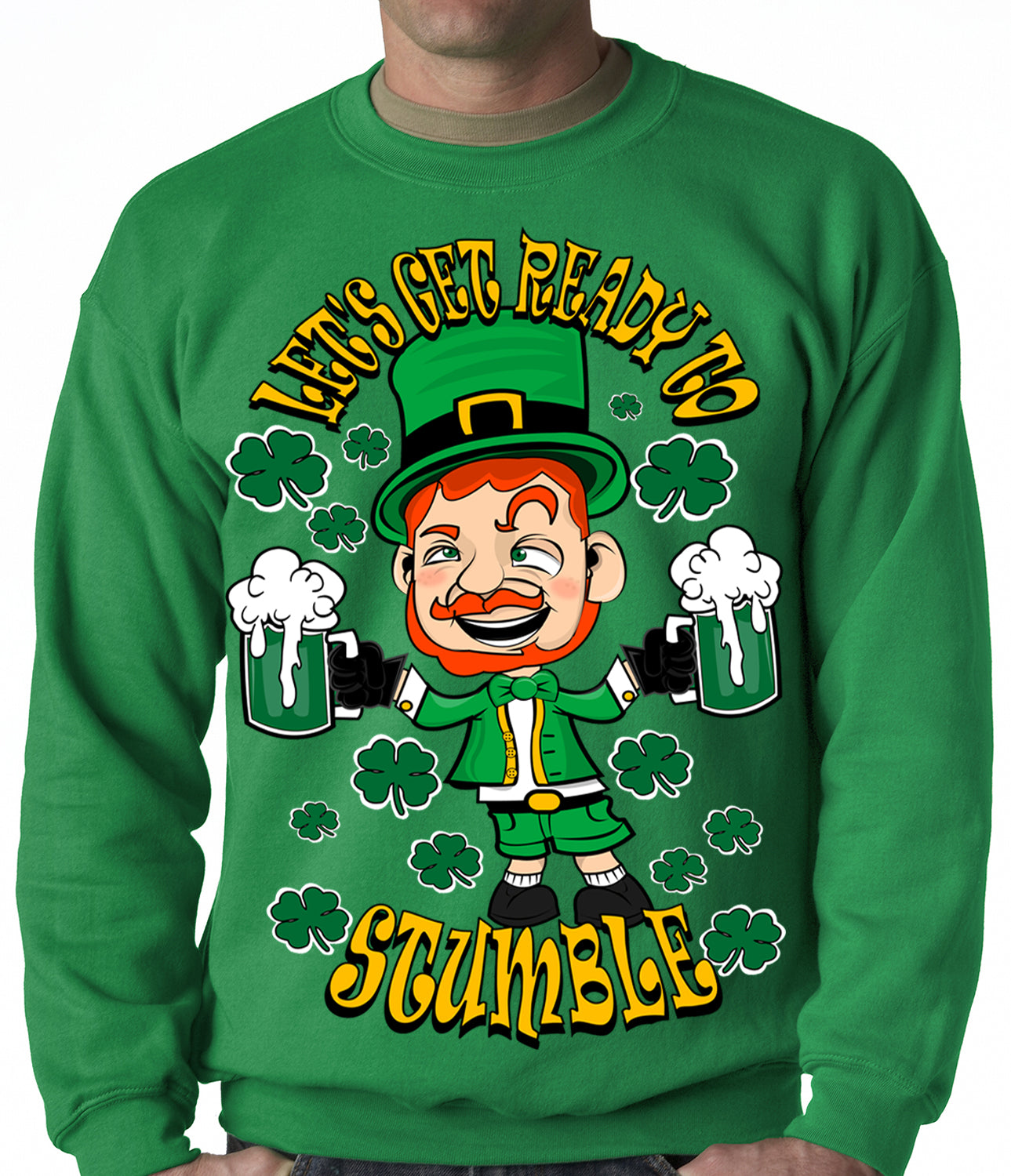 Leprechaun Let's Get Ready To Stumble Adult Crewneck