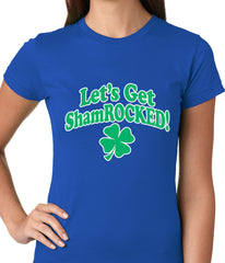 Let's Get ShamROCKED Funny Irish Ladies T-shirt Royal Blue