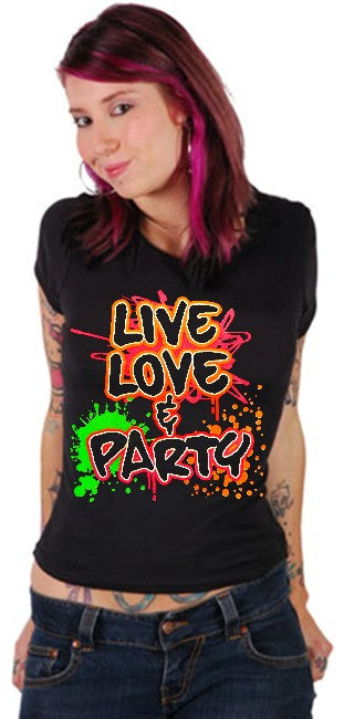 Live, Love & Party Neon Color Girls T-Shirt