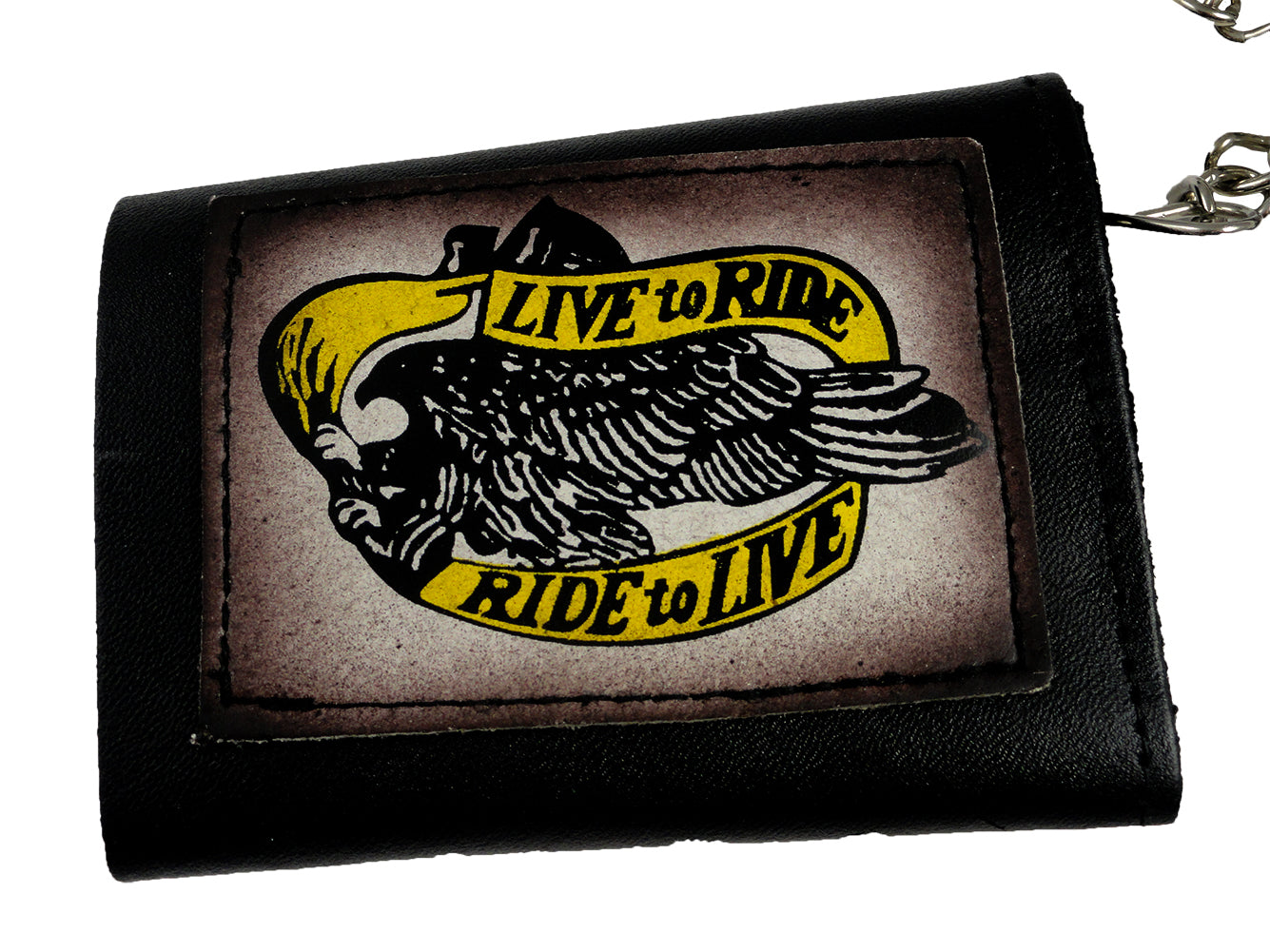 Live to Ride Ride to Live Genuine Leather Chain Wallet