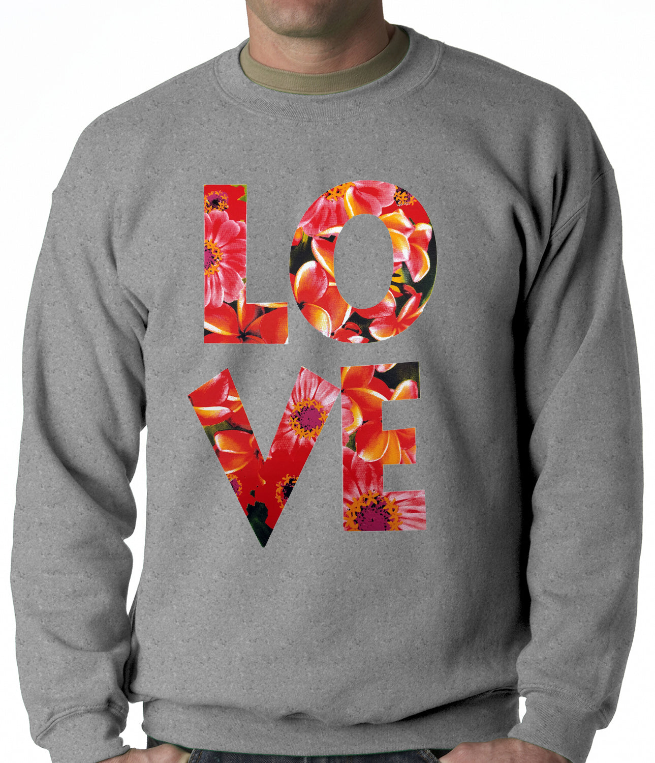 Love Floral Pattern Adult Crewneck