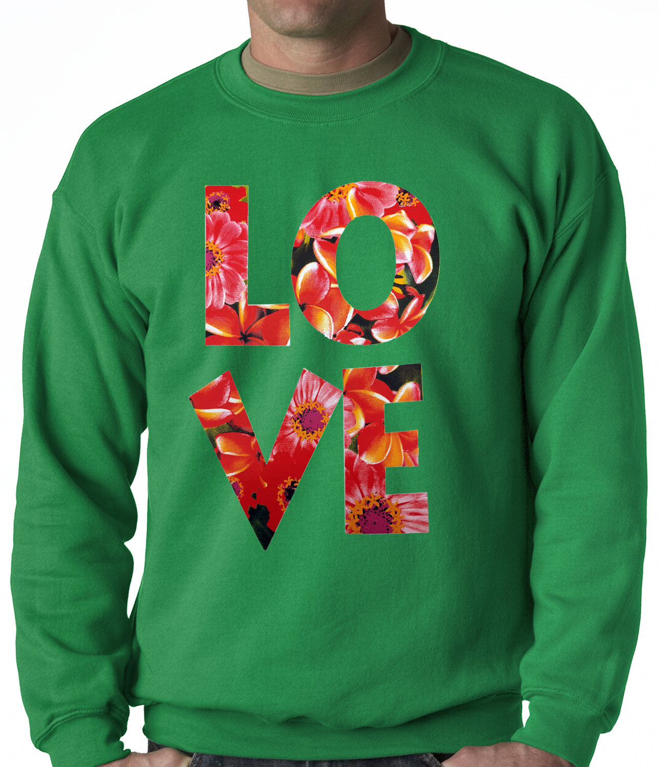 Love Floral Pattern Adult Crewneck