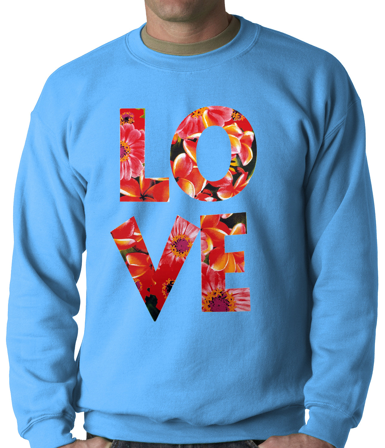 Love Floral Pattern Adult Crewneck