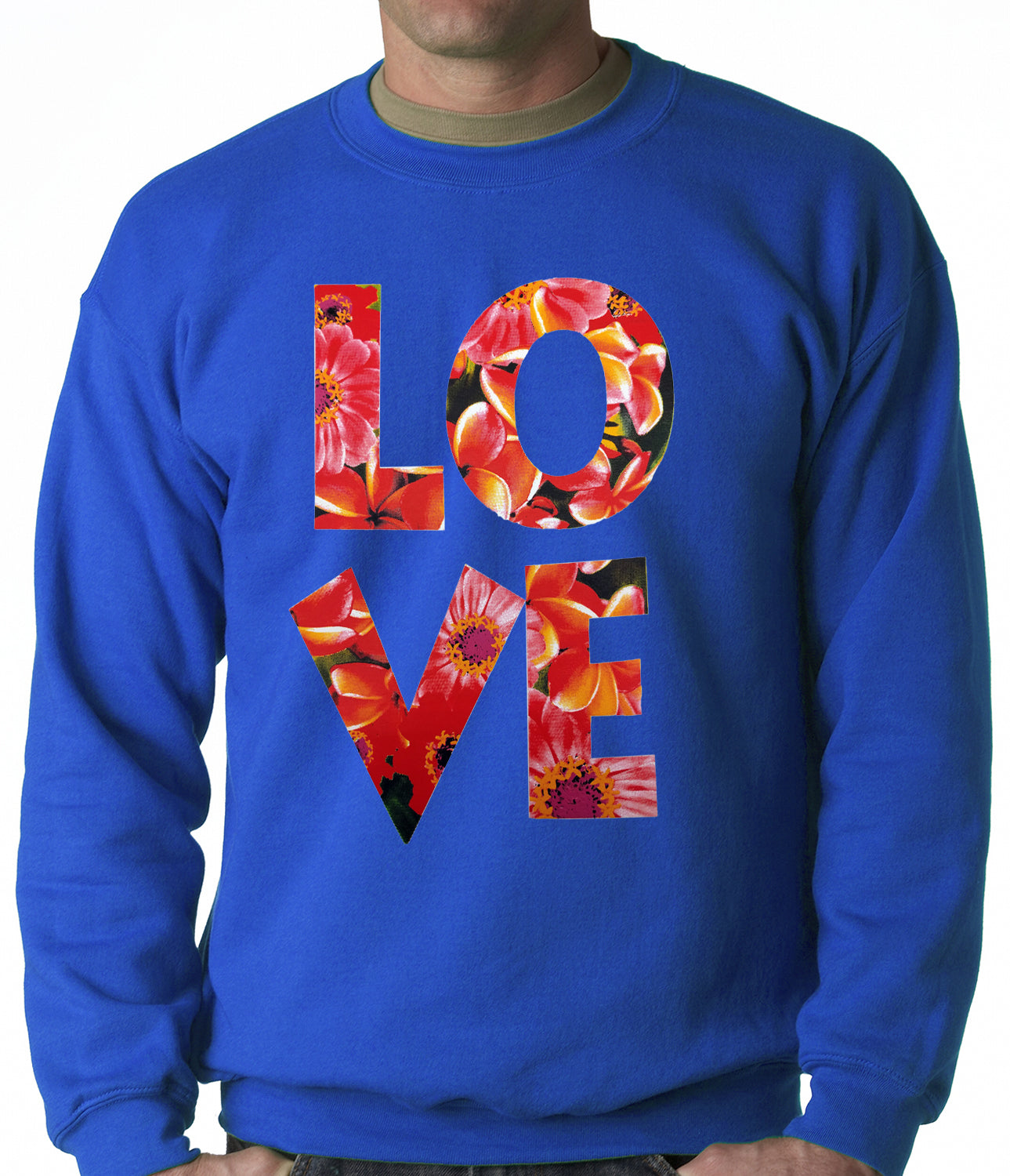 Love Floral Pattern Adult Crewneck
