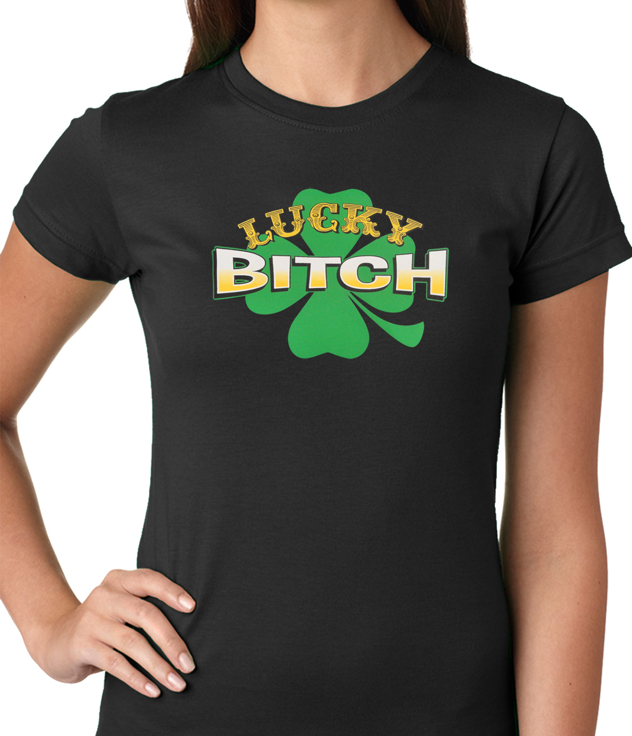 Lucky B*tch Irish Shamrock Girls T-shirt
