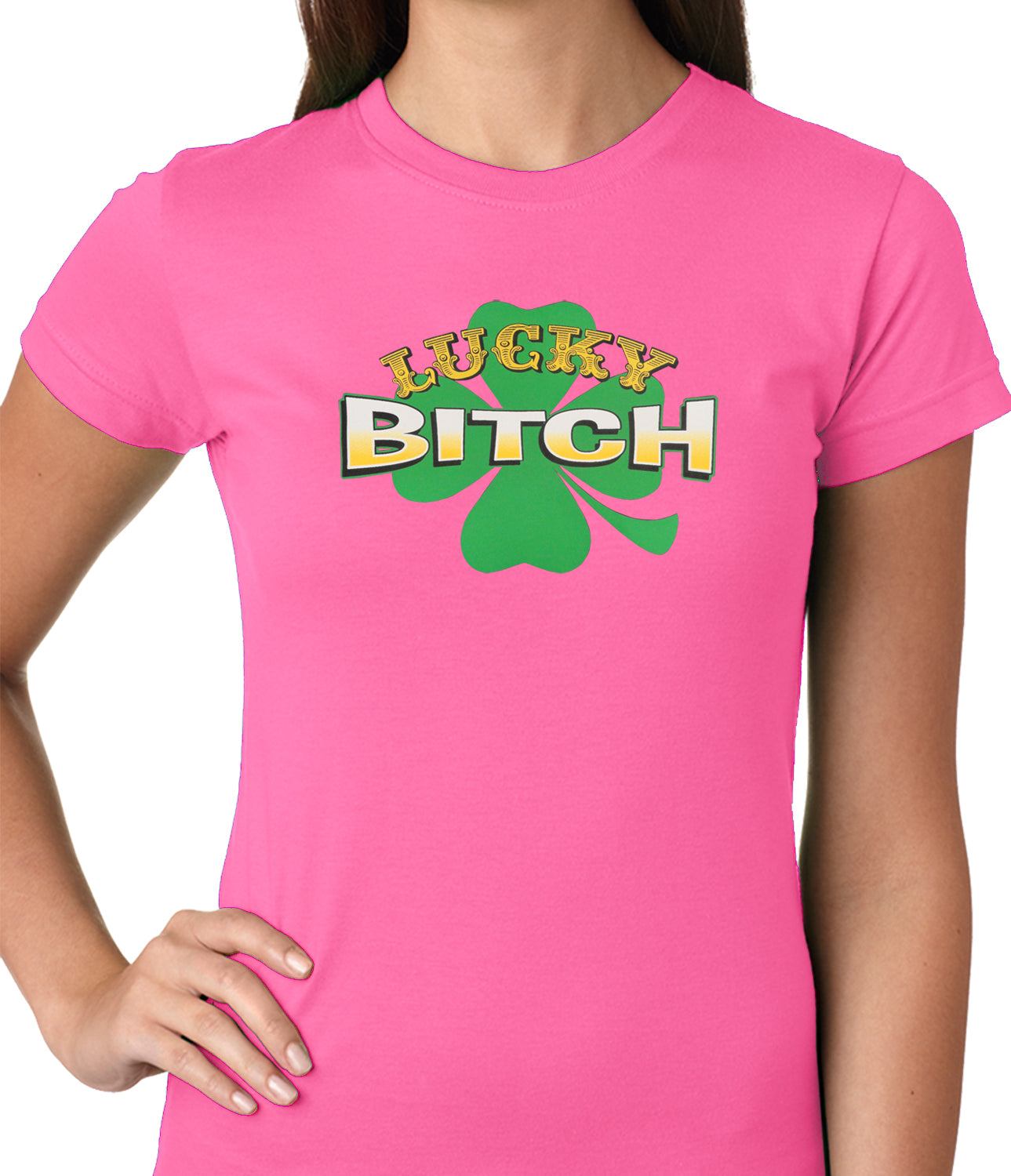 Lucky B*tch Irish Shamrock Girls T-shirt