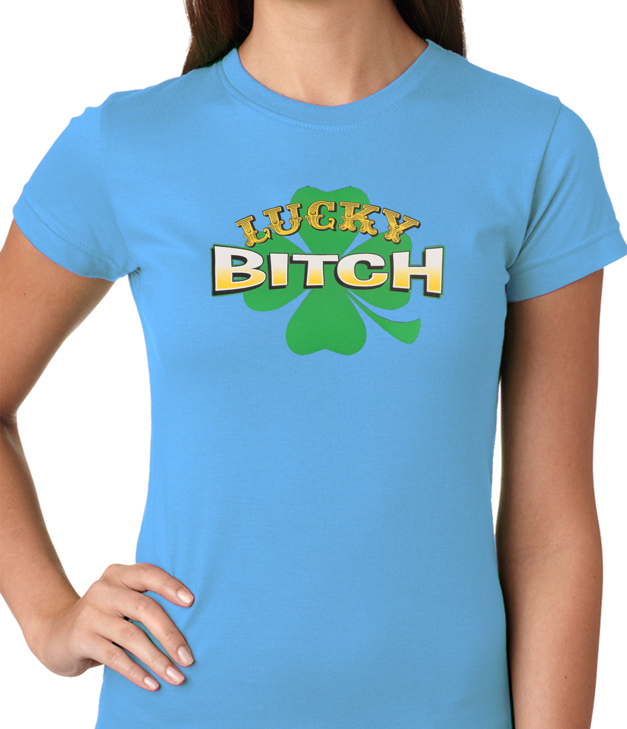 Lucky B*tch Irish Shamrock Girls T-shirt