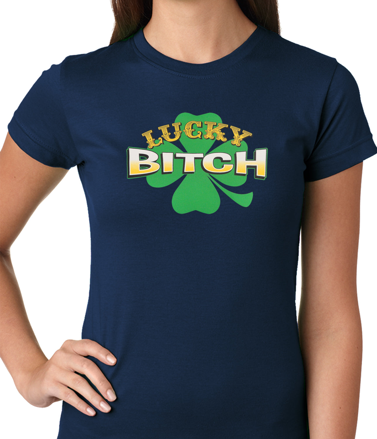 Lucky B*tch Irish Shamrock Girls T-shirt
