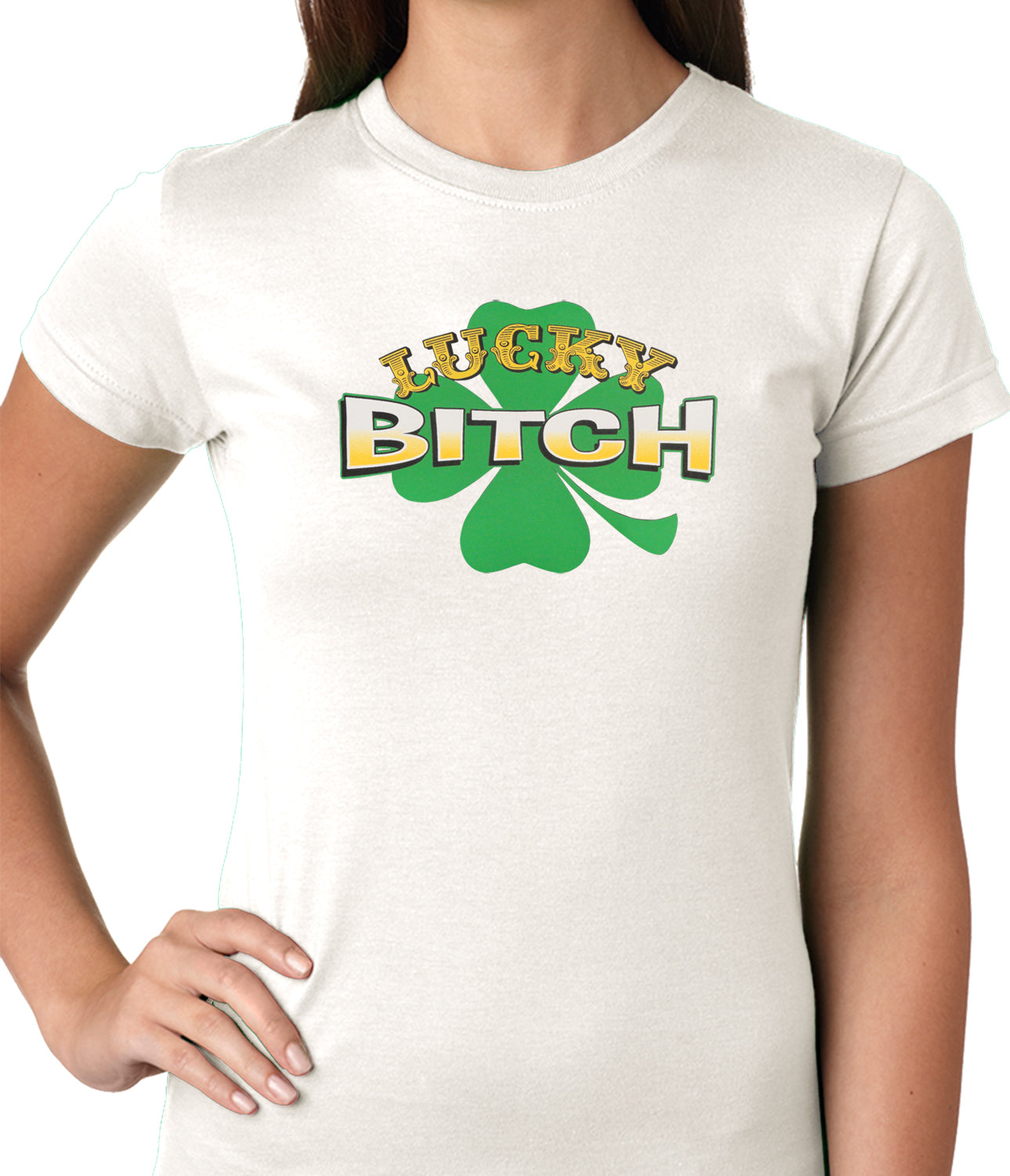 Lucky B*tch Irish Shamrock Girls T-shirt