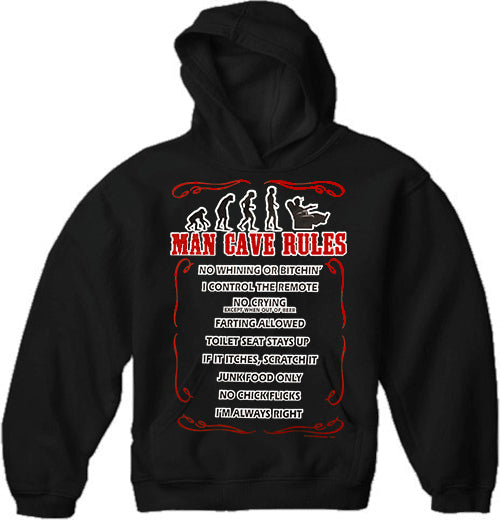 Man Cave Rules Adult Hoodie