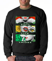 Marijuana Girl Roll Lick Smoke Crew Neck Sweatshirt