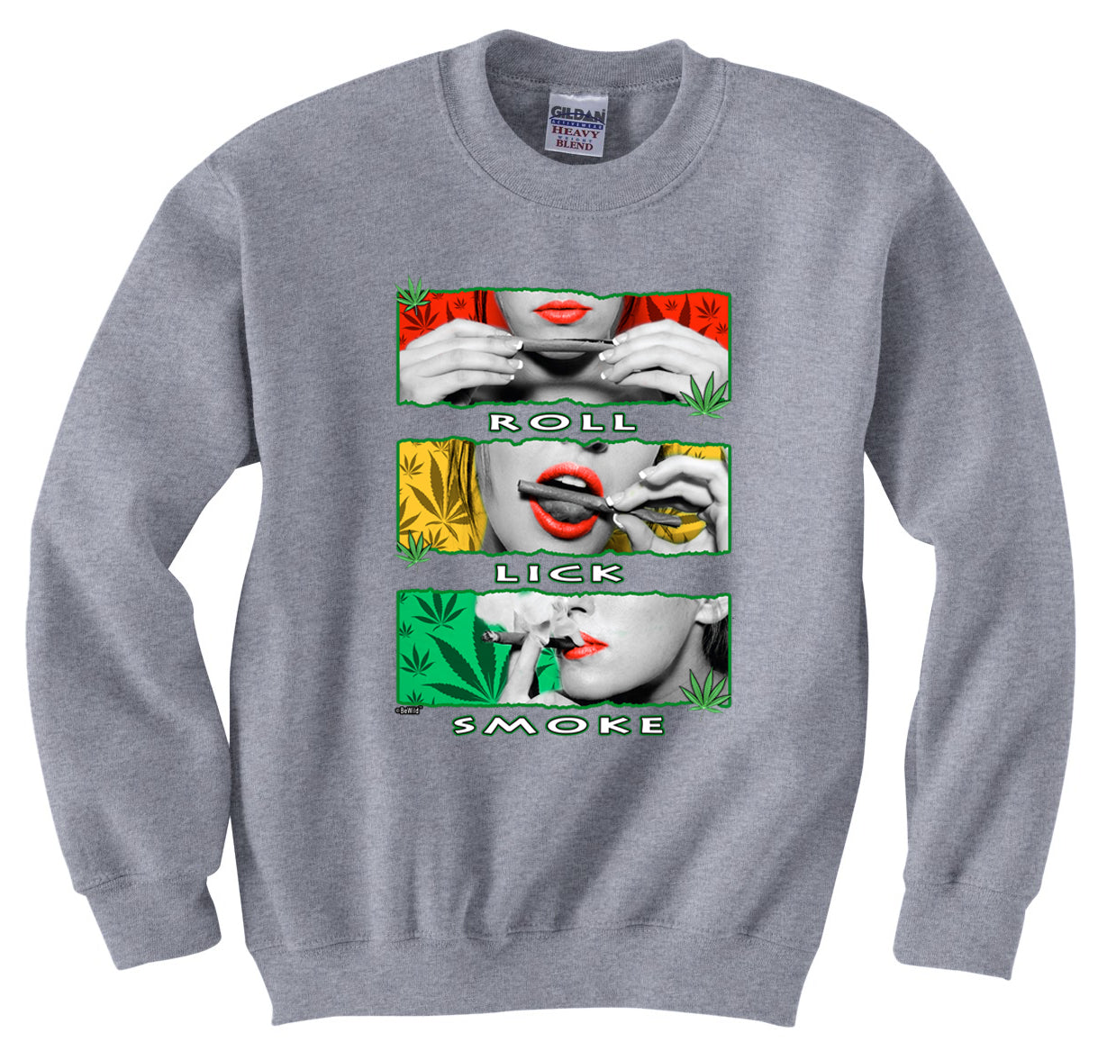 Marijuana Girl Roll Lick Smoke Crew Neck Sweatshirt