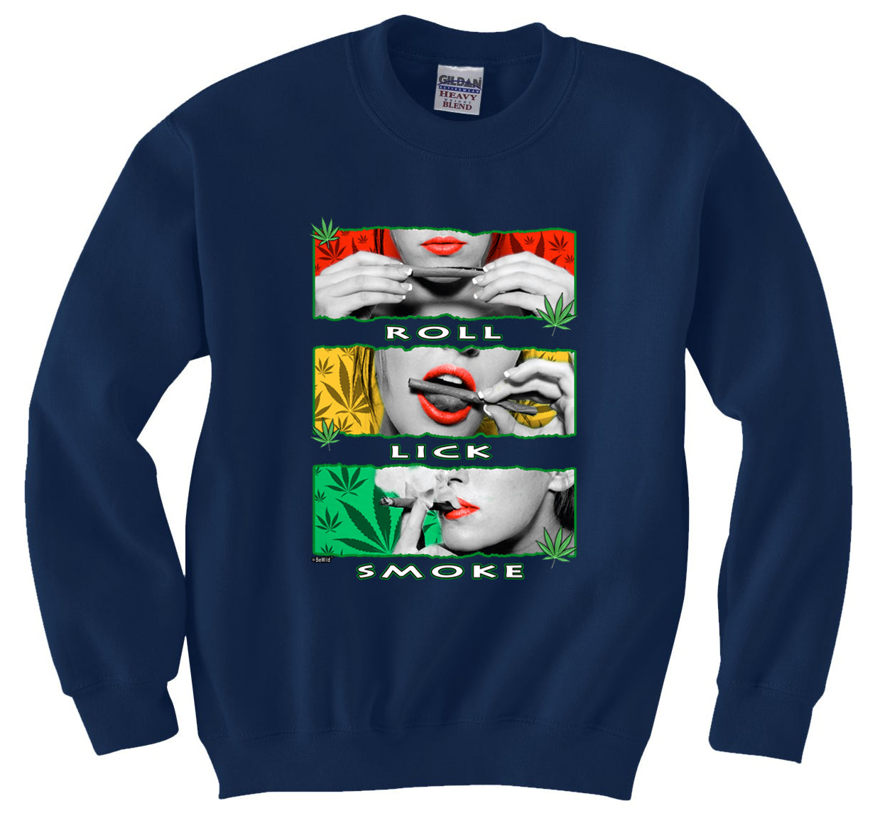 Marijuana Girl Roll Lick Smoke Crew Neck Sweatshirt