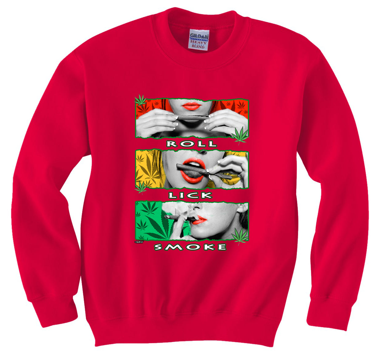 Marijuana Girl Roll Lick Smoke Crew Neck Sweatshirt