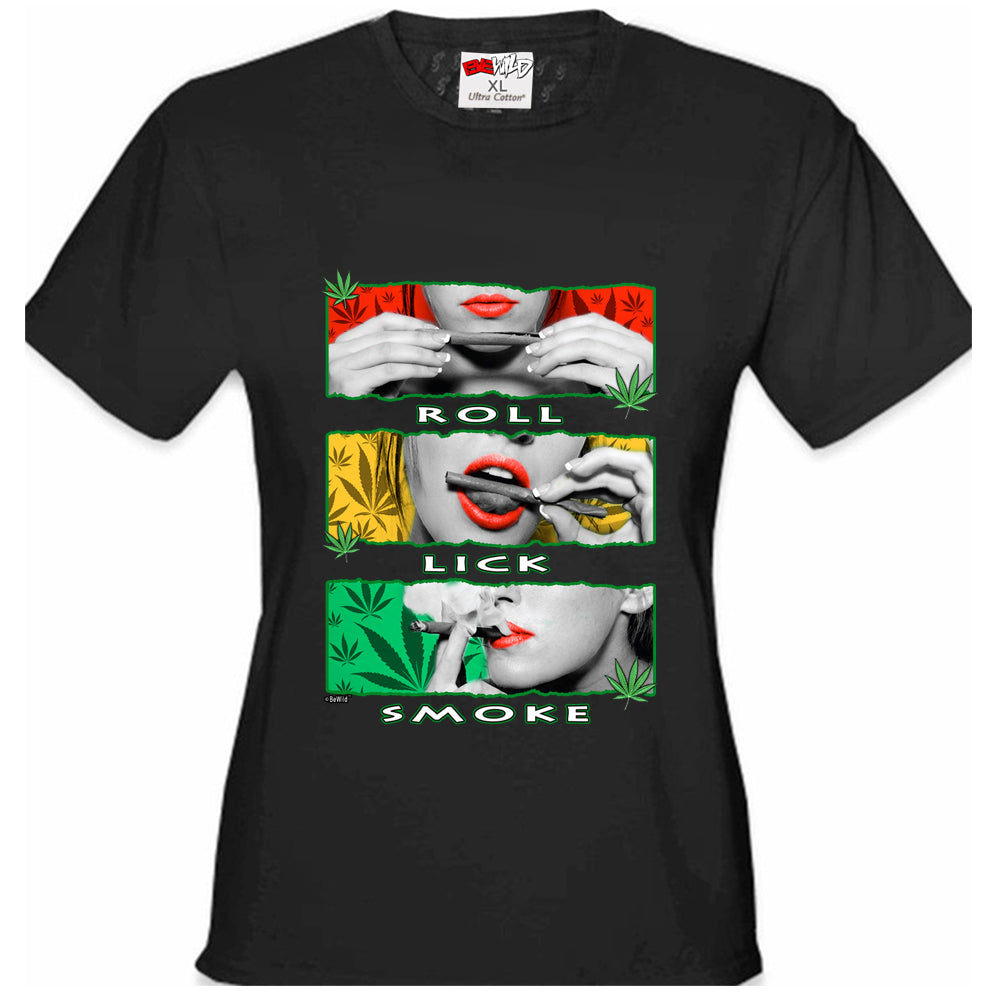 Marijuana Girl Roll Lick Smoke Girl's T-Shirt