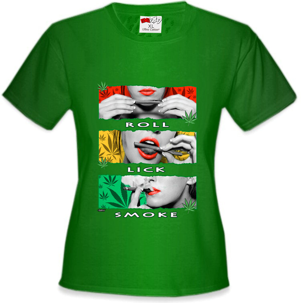 Marijuana Girl Roll Lick Smoke Girl's T-Shirt