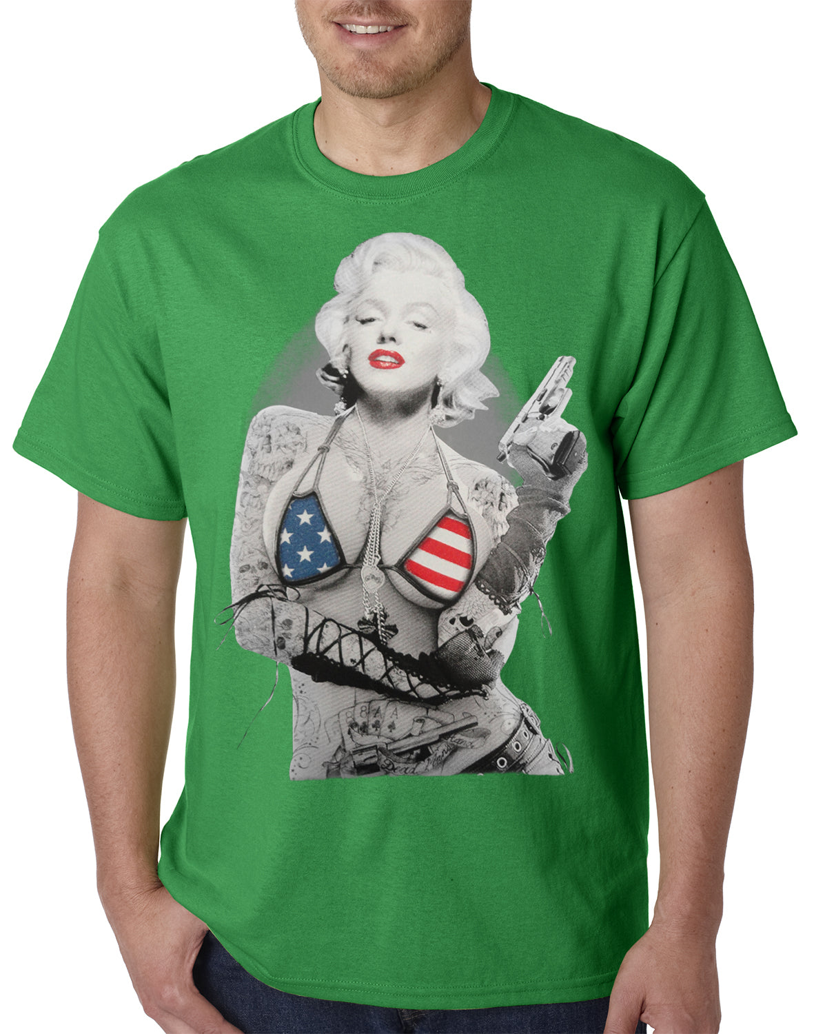 Marilyn Flag Bikini Mens T-shirt