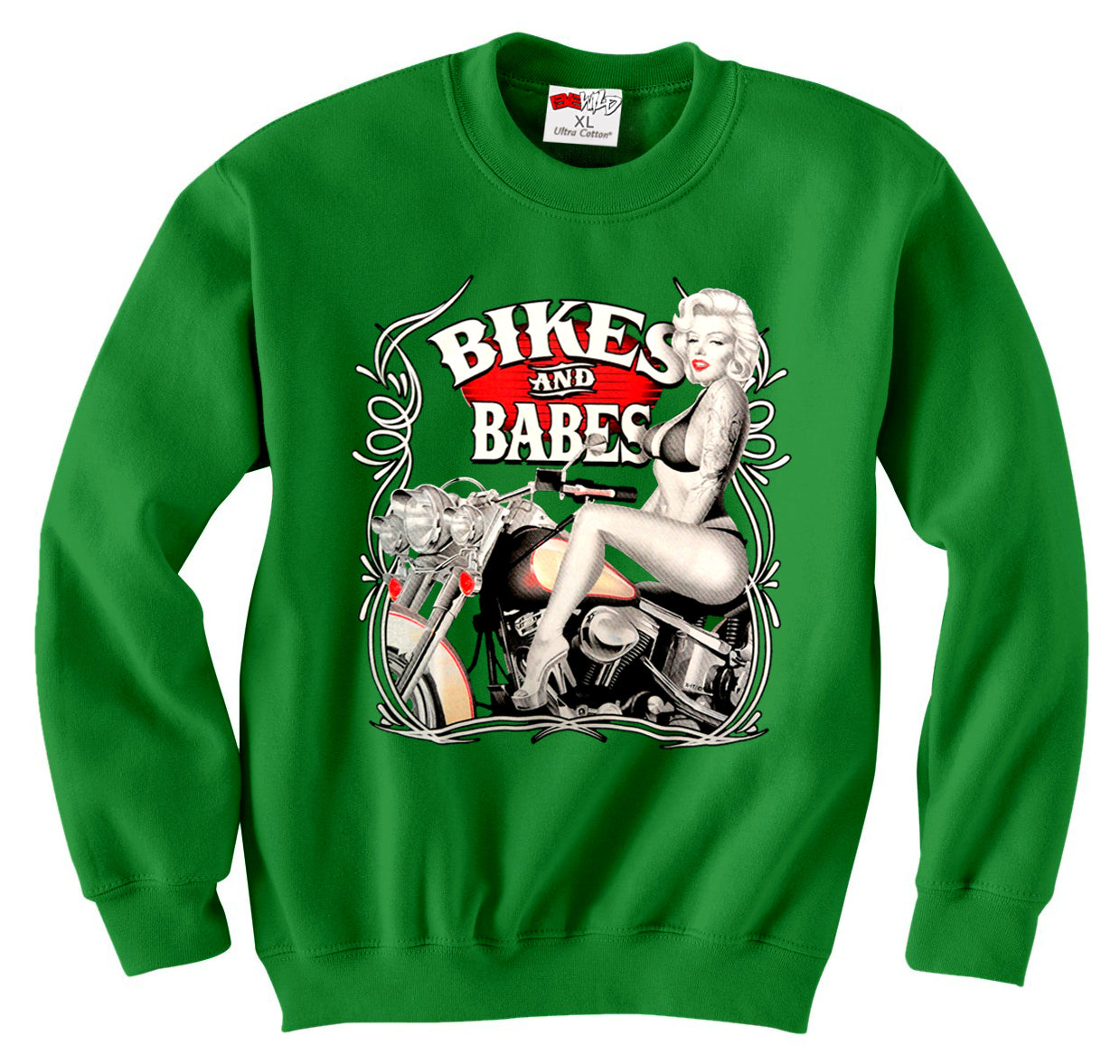 Marilyn Monroe Bikes and Babes Crewneck Sweatshirt