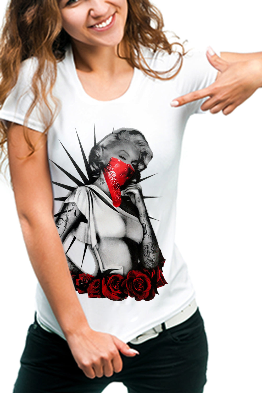 Marilyn Monroe Red Roses Girl's T-Shirt