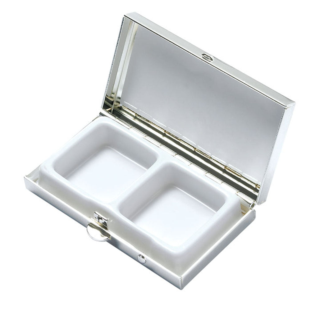 Matte Silver 2 Compartment Rectangular Pill Box