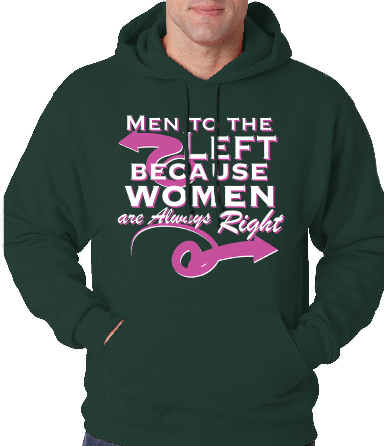 Men To the Left, Because Women Are Always Right Adult Hoodie