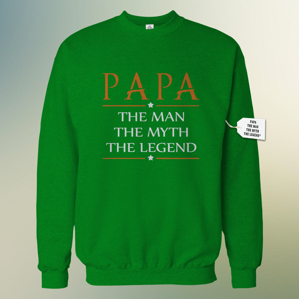 Mens Papa - The Man, The Myth, The Legend Fathers Day Adult Crewneck 1748