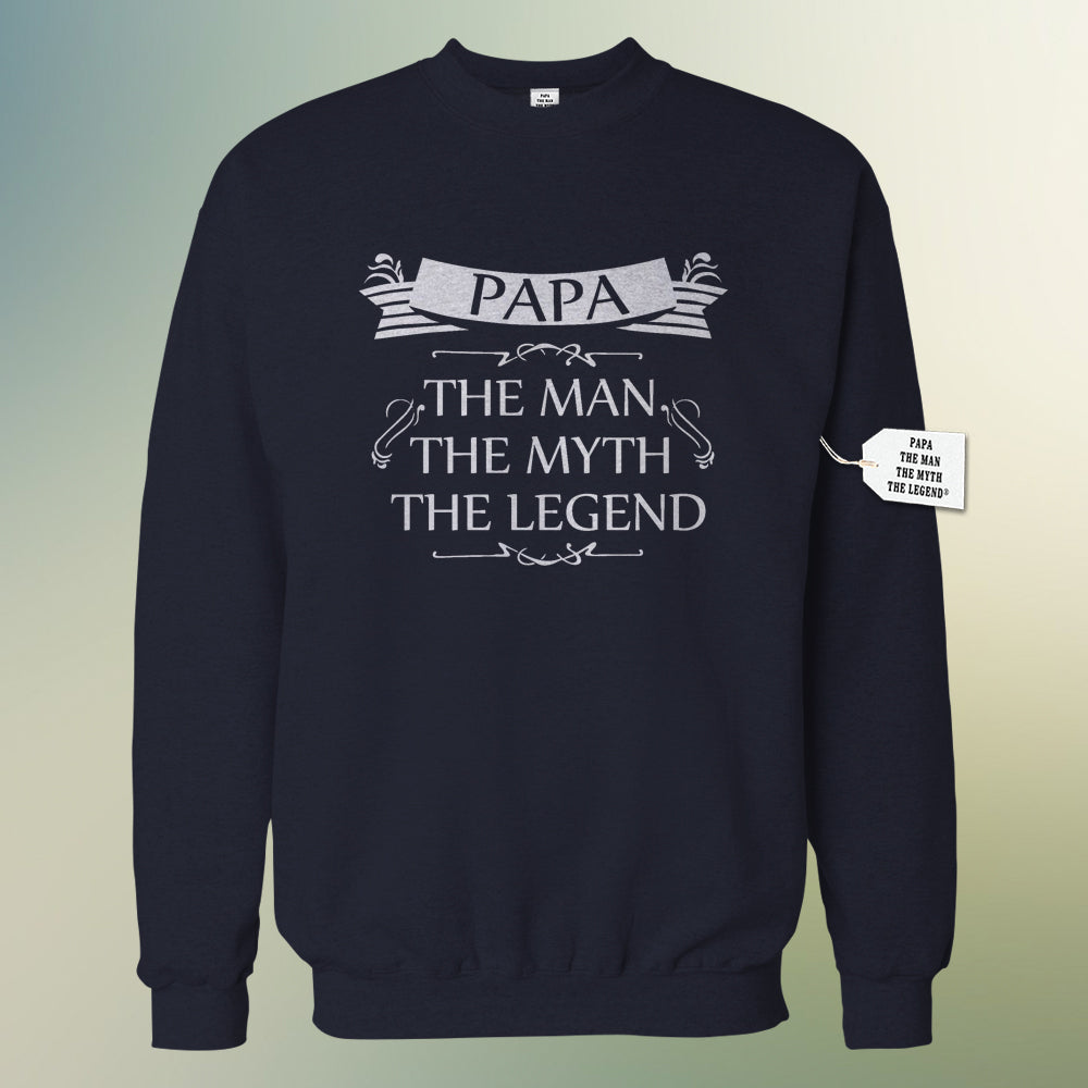 Mens Papa - The Man, The Myth, The Legend Fathers Day Adult Crewneck