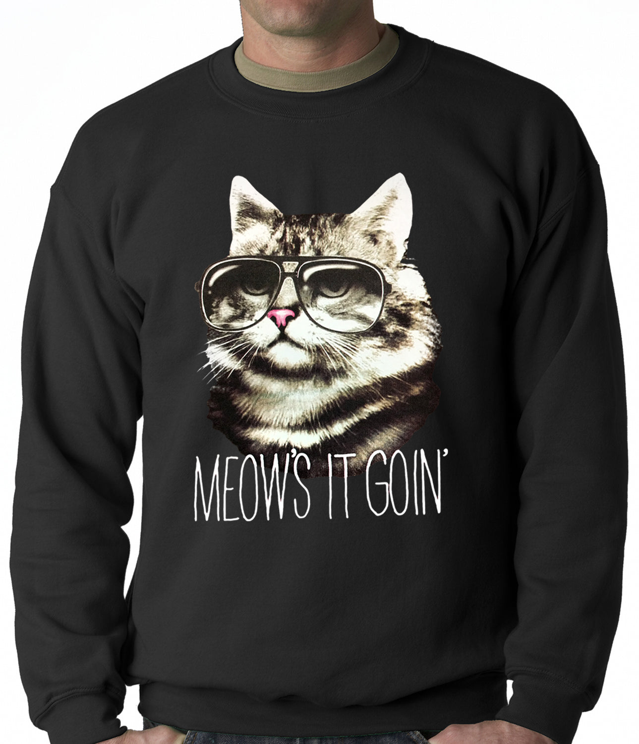 Meow's It Going Funny Cat Adult Crewneck