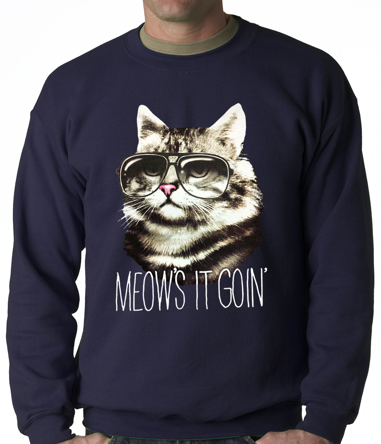 Meow's It Going Funny Cat Adult Crewneck