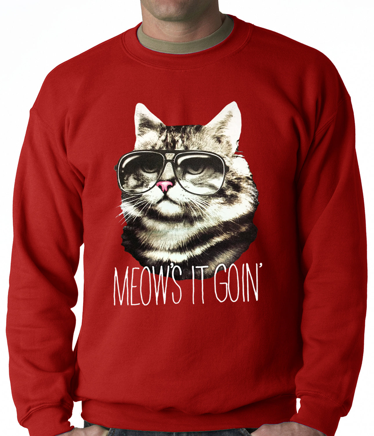 Meow's It Going Funny Cat Adult Crewneck