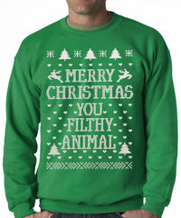 Merry Christmas You Filthy Animal Adult Crewneck