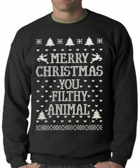 Merry Christmas You Filthy Animal Adult Crewneck
