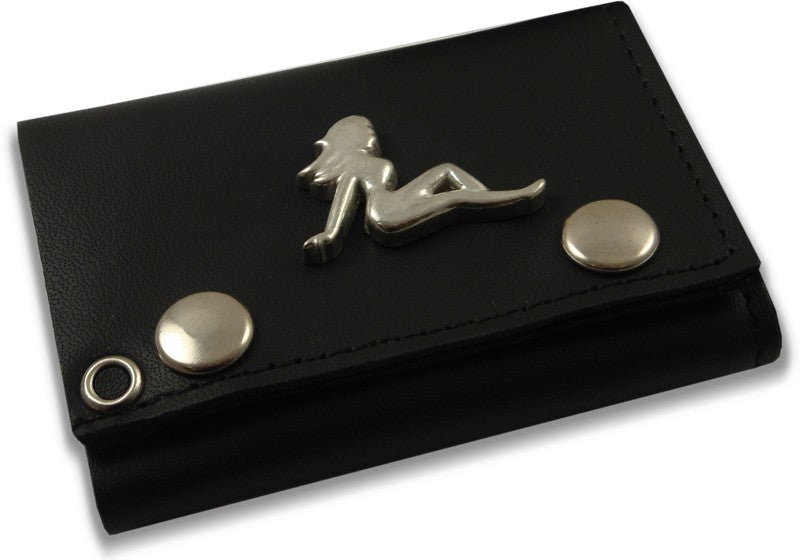 Metal Trucker Babe Genuine Leather Chain Wallet