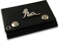 Metal Trucker Babe Genuine Leather Chain Wallet