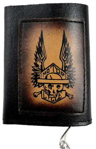 Motor Cycle Skull and Crossbones Leather Chain Wallet