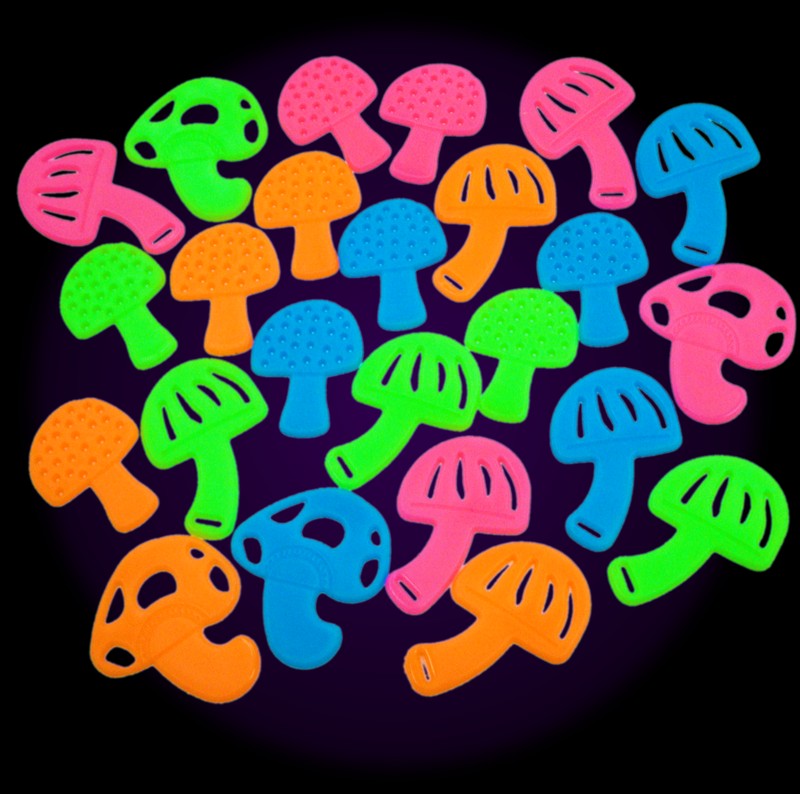 Neon Mushrooms Black Light Reactive Wall Decorations